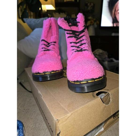 Dr Martens 1460 Pascal Faux Shearling Pink Lux  Boots - Picture 4 of 11